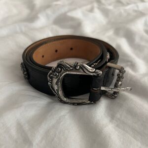 Brighton Black Leather Belt with Silver details 90’s Y2K